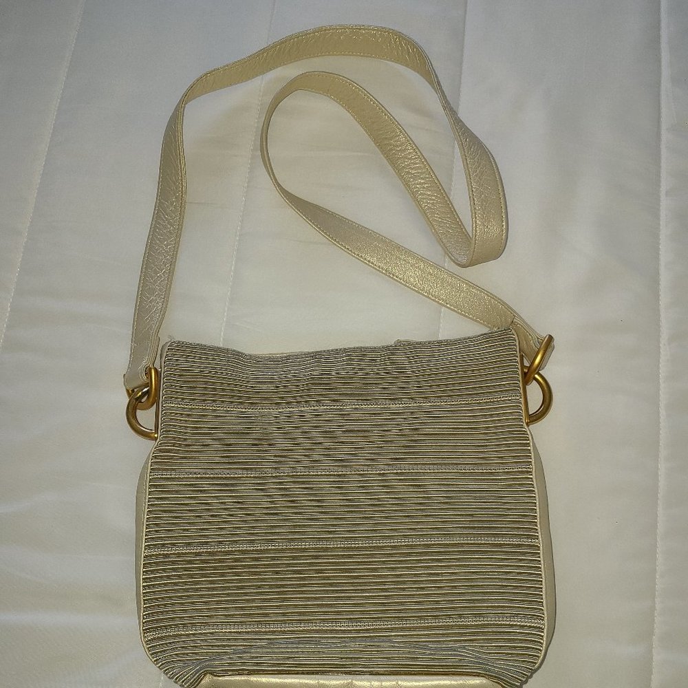 Cross body Americana Purse by Sharif in Gold Pearl Color